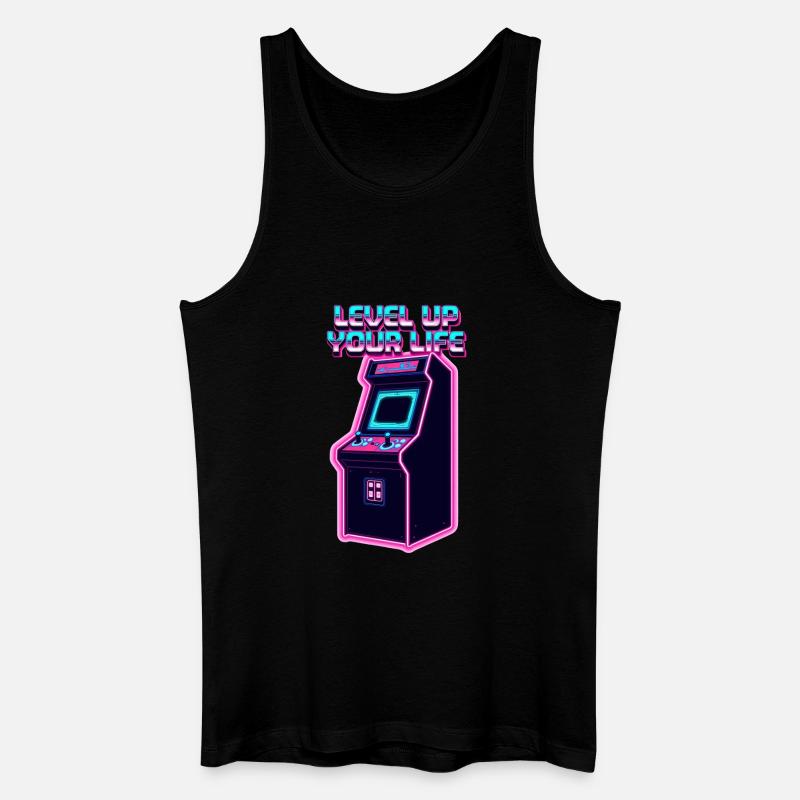 Level Up Your Life Neon Arcade - Männer Bio Tank Top - Schwarz