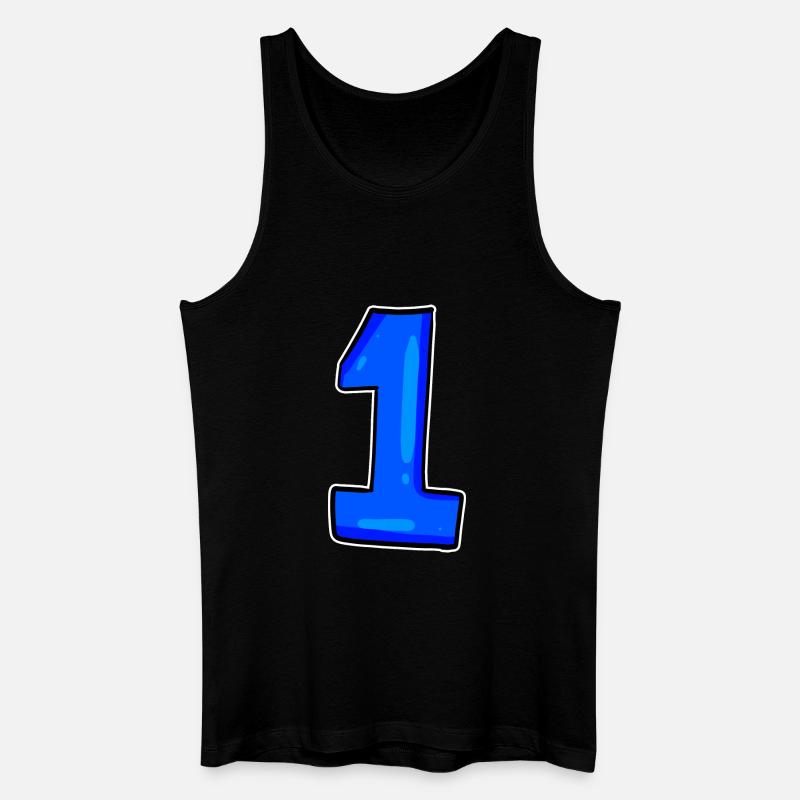 1 blau - Männer Bio Tank Top - Schwarz
