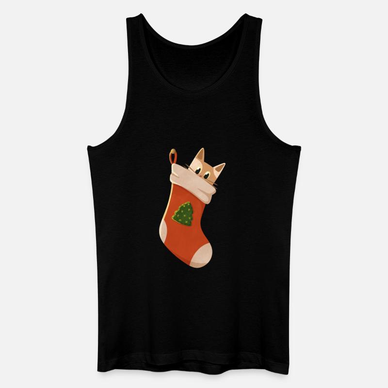Katze in Weihnachtsstrumpf - Männer Bio Tank Top - Schwarz