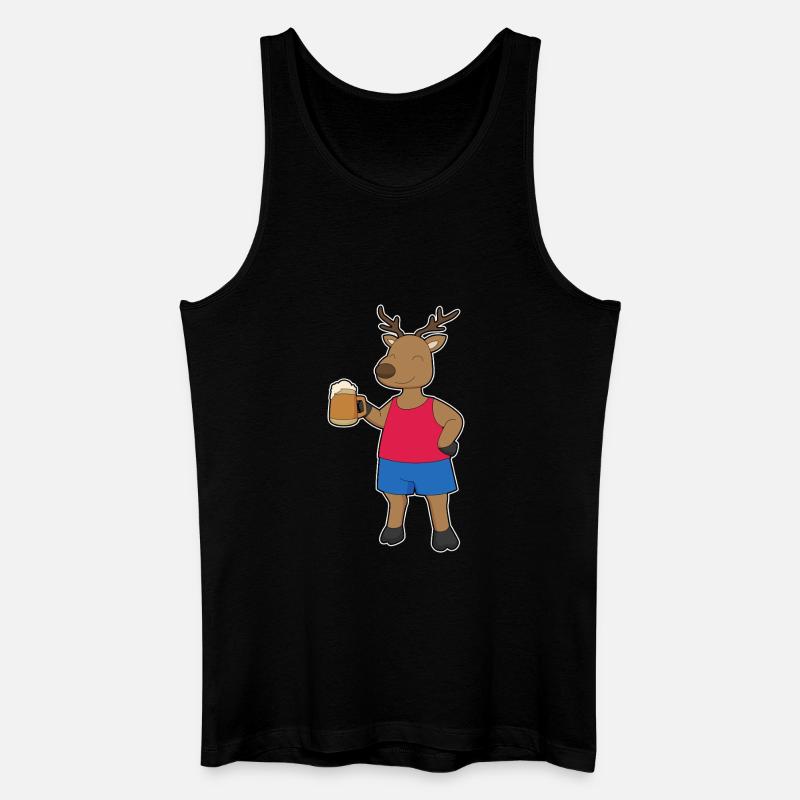 Reh Bier - Männer Bio Tank Top - Schwarz