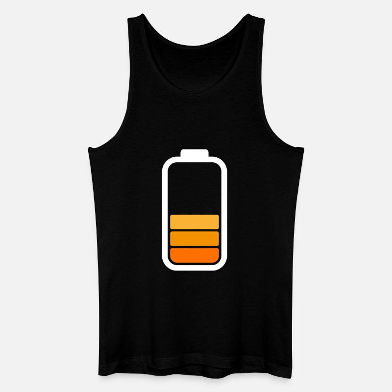 HALF BATTERY - White - Männer Bio Tank Top - Schwarz