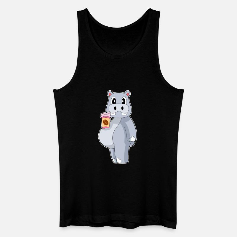 Nilpferd Coffee to go - Männer Bio Tank Top - Schwarz