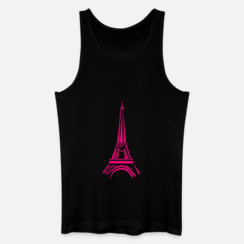 Rosa Eiffelturm - Männer Bio Tank Top - Schwarz