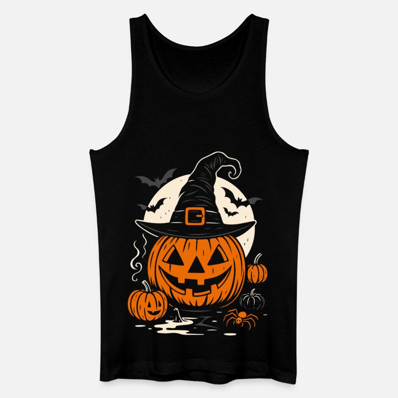 Halloween Kürbis mit Hexenhut & Spinne - Männer Bio Tank Top - Schwarz
