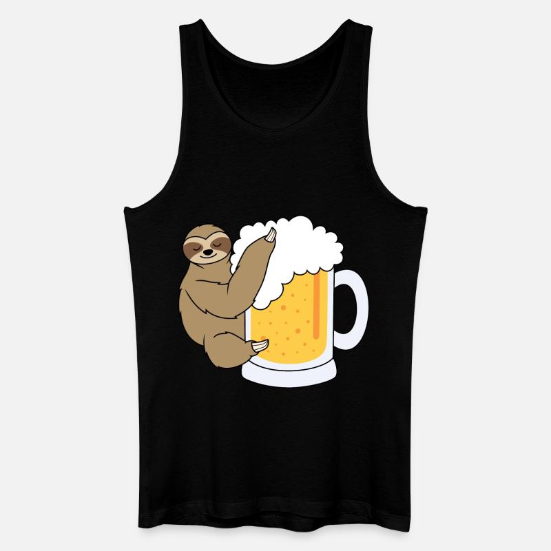 Faultier mit Bier - Männer Bio Tank Top - Schwarz