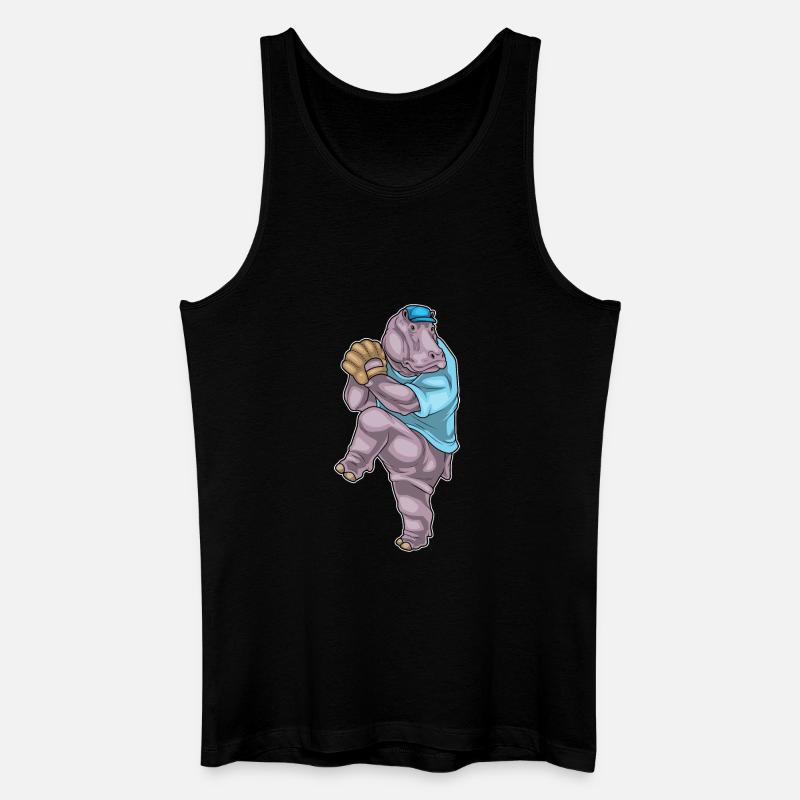 Nilpferd Baseball Baseballhandschuh - Männer Bio Tank Top - Schwarz