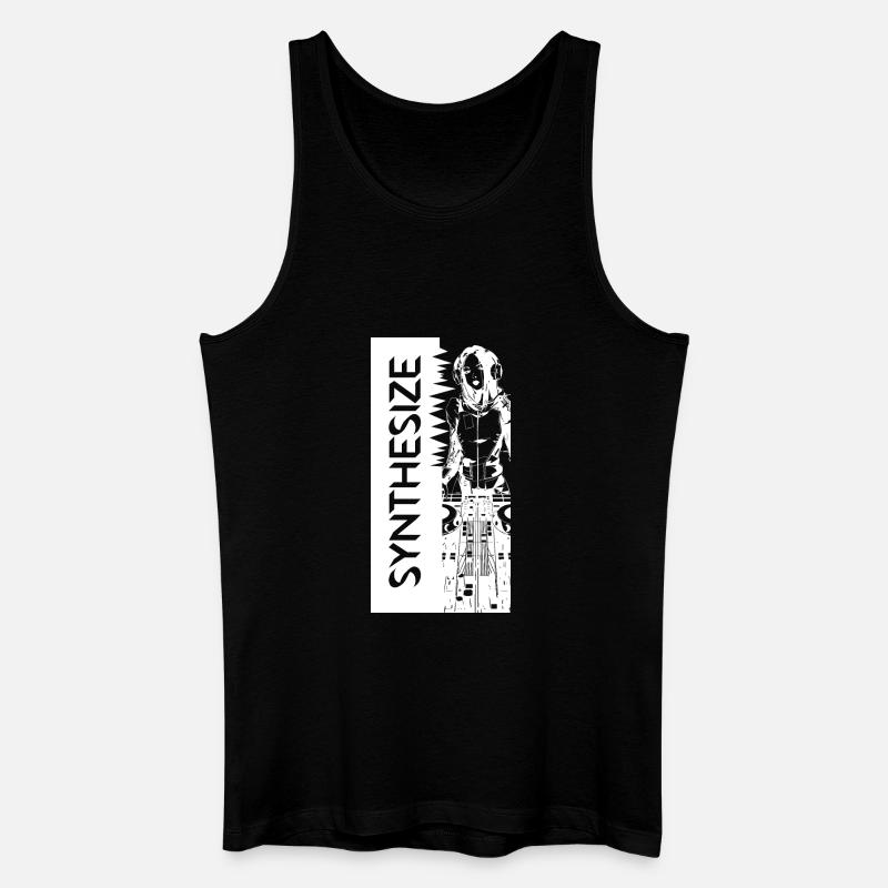 Synth White - Männer Bio Tank Top - Schwarz