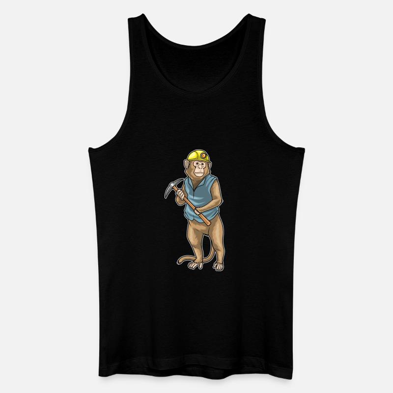 Affe Bergarbeiter Spitzhacke Bergbau - Männer Bio Tank Top - Schwarz