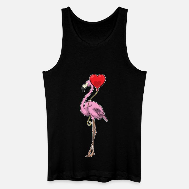 Flamingo Herz Luftballon - Männer Bio Tank Top - Schwarz