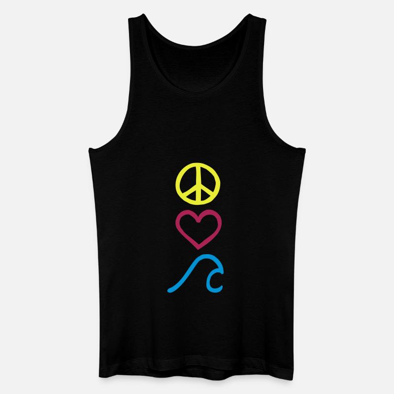 Peace,Love,Surf_Symbole - Männer Bio Tank Top - Schwarz