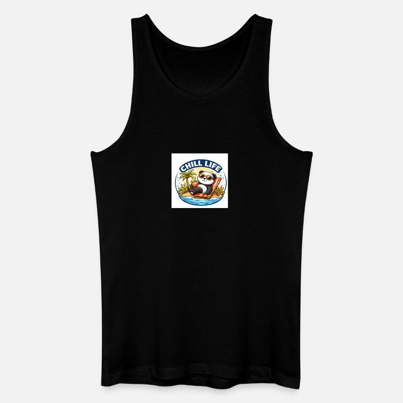 Chill Life Panda Beach - Männer Bio Tank Top - Schwarz