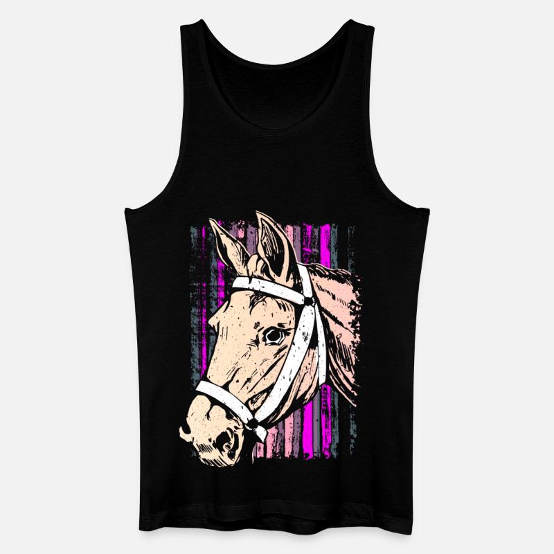 Reiten - Reiter - Reitschule - Pferdekopf Pink - Männer Bio Tank Top - Schwarz