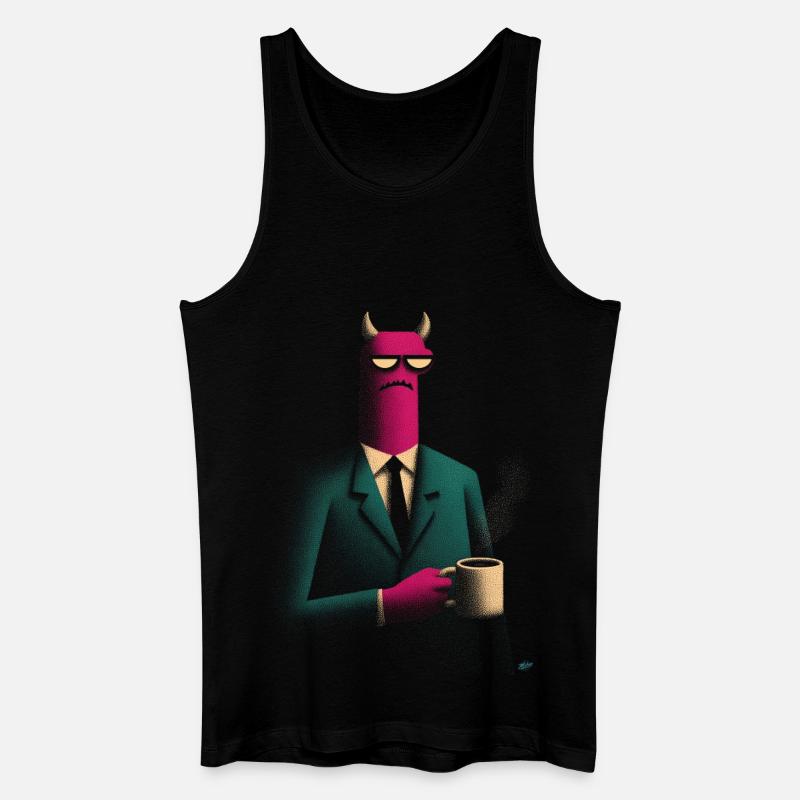 Dämon im Anzug mit Kaffee - Männer Bio Tank Top - Schwarz