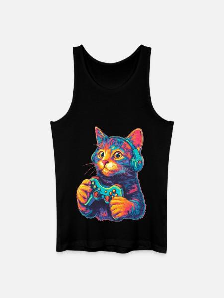 Joueur de chat drôle - Débardeur bio Homme - noir