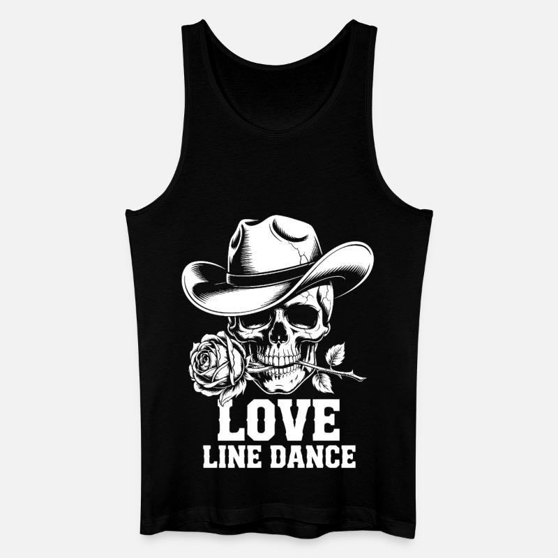 Line Dance Schädel Rose - Männer Bio Tank Top - Schwarz