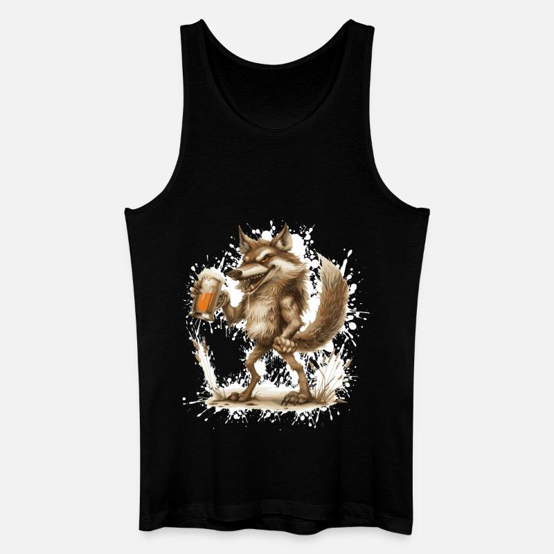 Wolf Bier Lustig - Männer Bio Tank Top - Schwarz