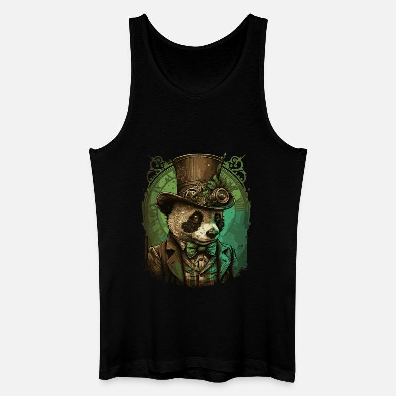 Steampunk Pandabär - Männer Bio Tank Top - Schwarz