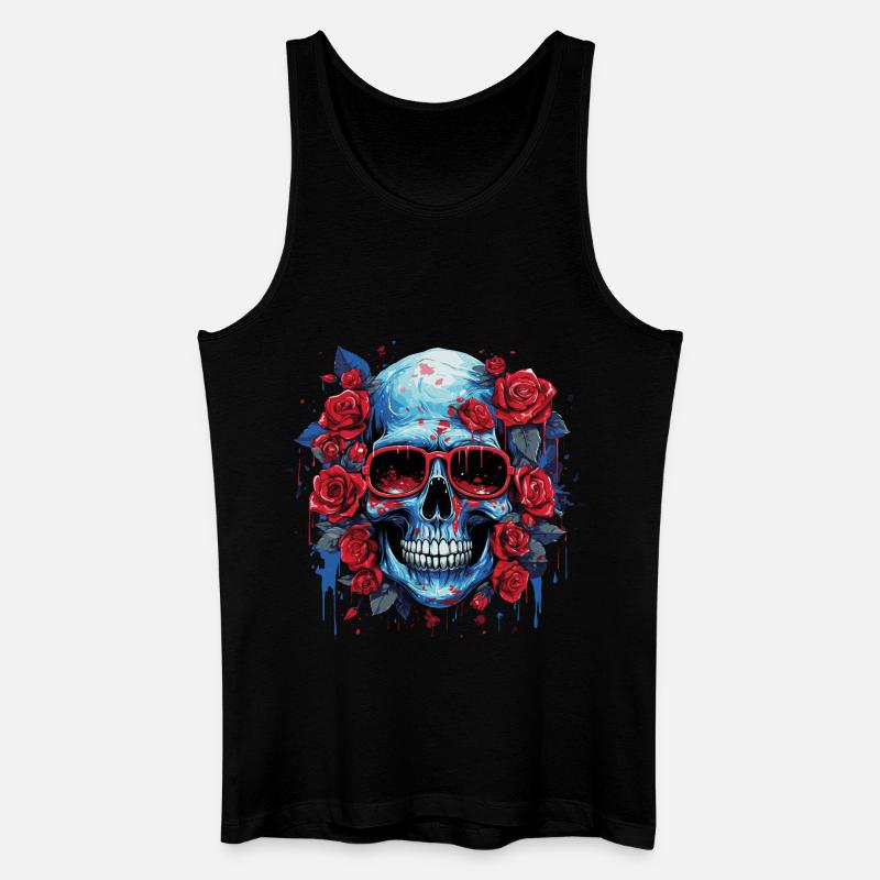 Grinsender Blumenschädel - Männer Bio Tank Top - Schwarz