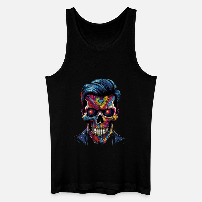 Bunter Popart Schädel - Männer Bio Tank Top - Schwarz
