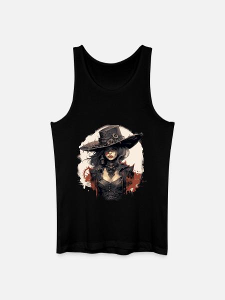 Emo Cowboy Steampunk Fille - Débardeur bio Homme - noir