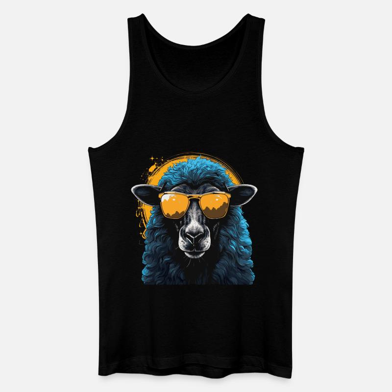 Cooles Schaf mit Sonnenbrille - Männer Bio Tank Top - Schwarz