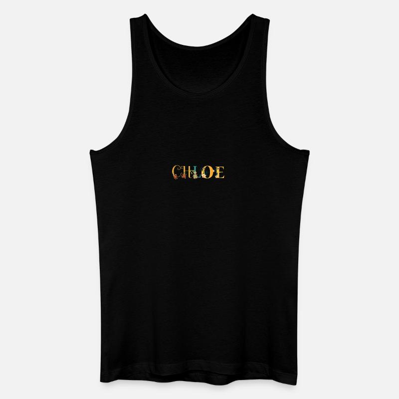 CHLOE Namenskunst mit gestickten Blumen - Männer Bio Tank Top - Schwarz