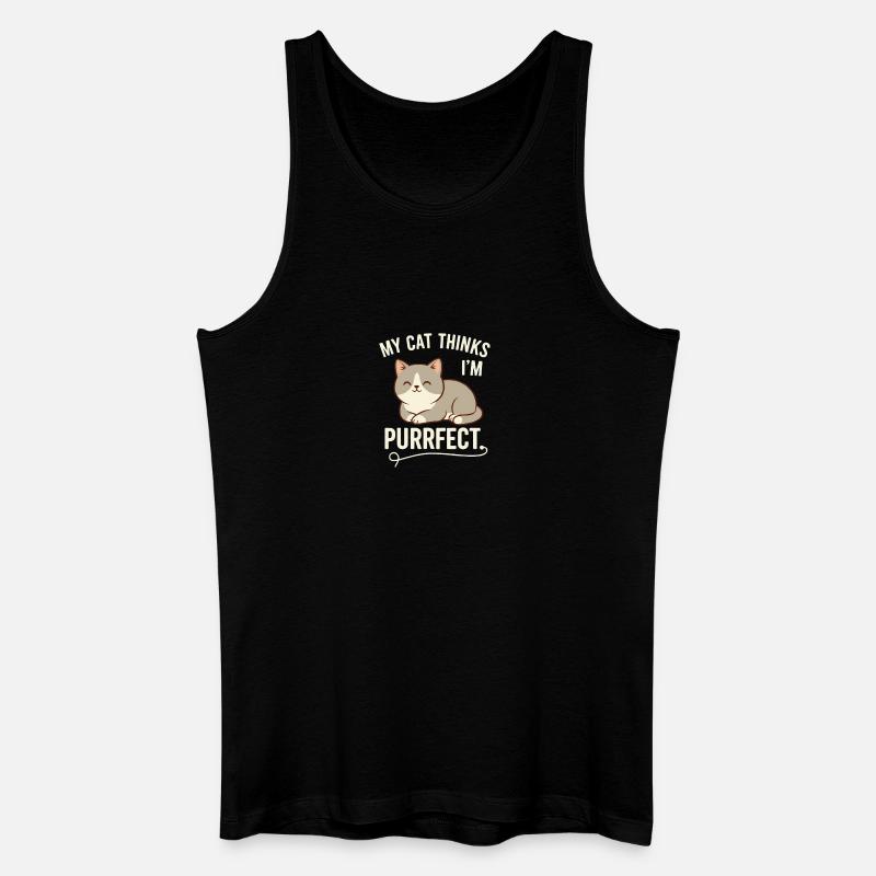 Purrfekte Katze denkt, ich bin purrfekt - Männer Bio Tank Top - Schwarz