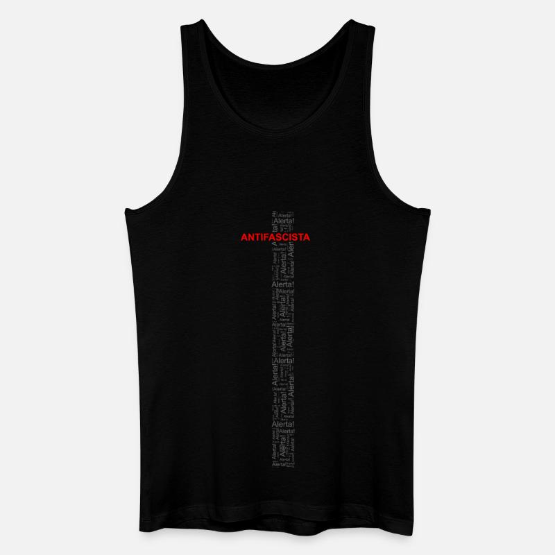 Alert! Antifascista! - Wortkunst rot/grau - Männer Bio Tank Top - Schwarz