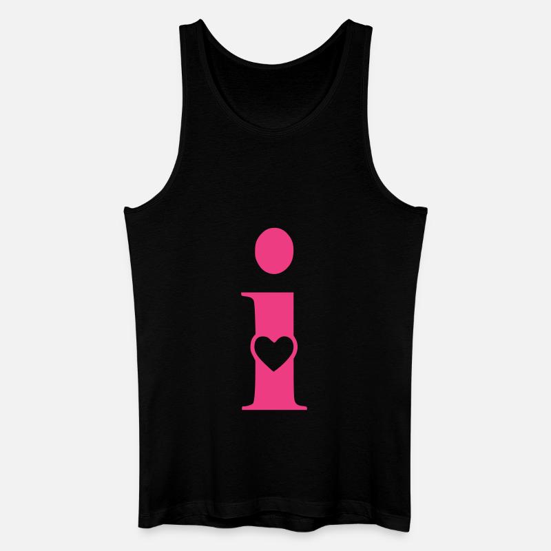 Buchstabe i Anfangsbuchstabe mit Herz - Männer Bio Tank Top - Schwarz