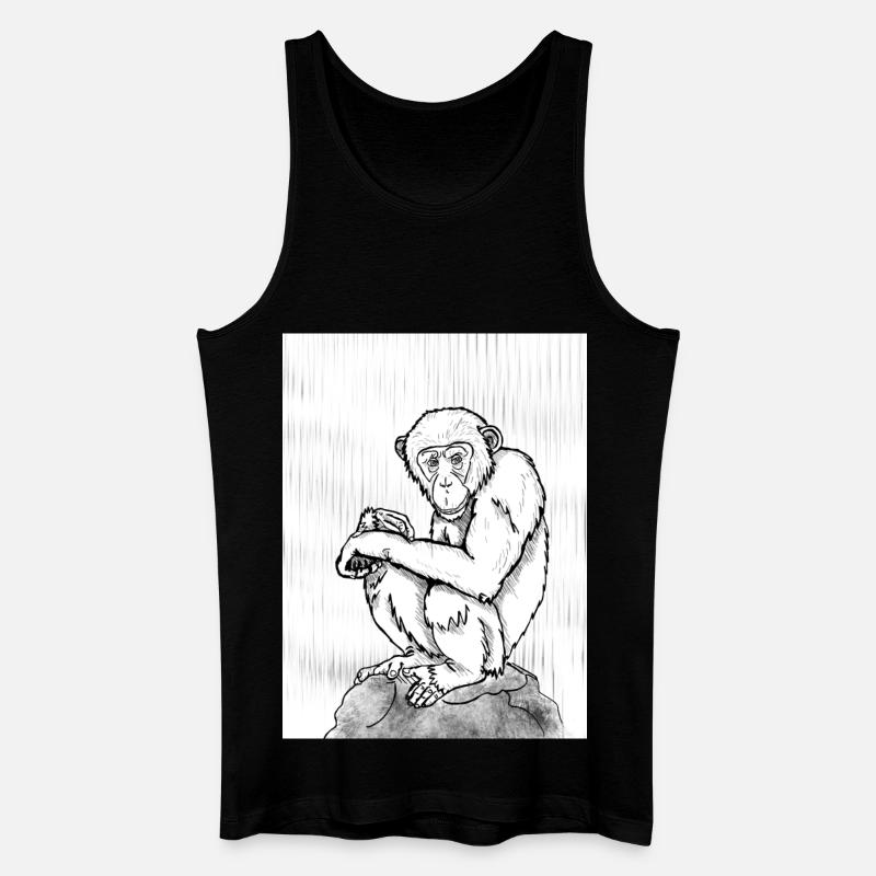 Nachdenklicher Schimpanse - Männer Bio Tank Top - Schwarz