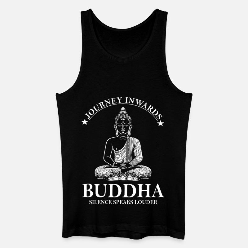 Buddha Design – Silence Speaks Louder - Männer Bio Tank Top - Schwarz