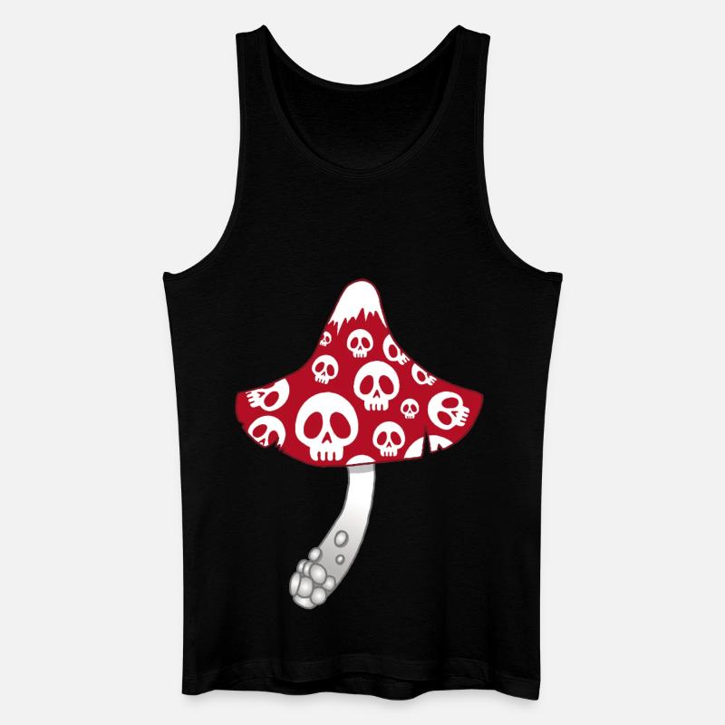 Champignon Rouge avec des crânes blancs - Débardeur bio Homme - noir