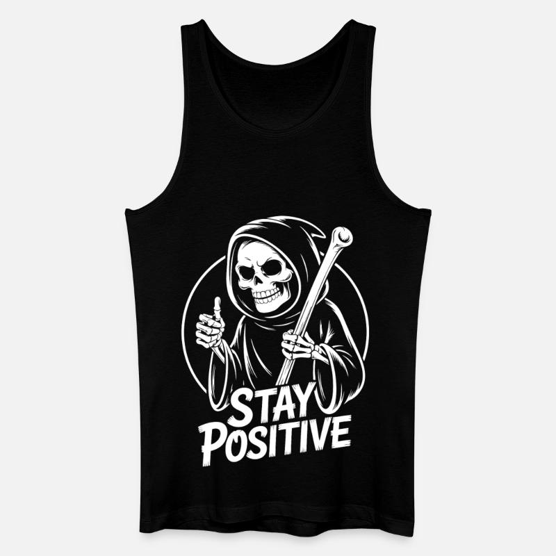 Bleib Positiv Grim Reaper Design - Männer Bio Tank Top - Schwarz