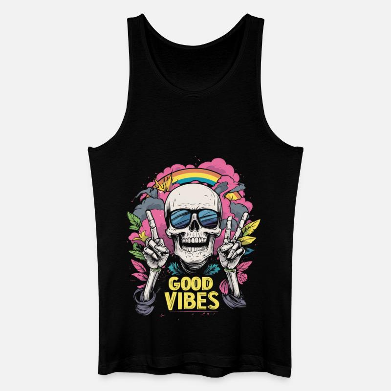 Skull Regenbogen - Männer Bio Tank Top - Schwarz