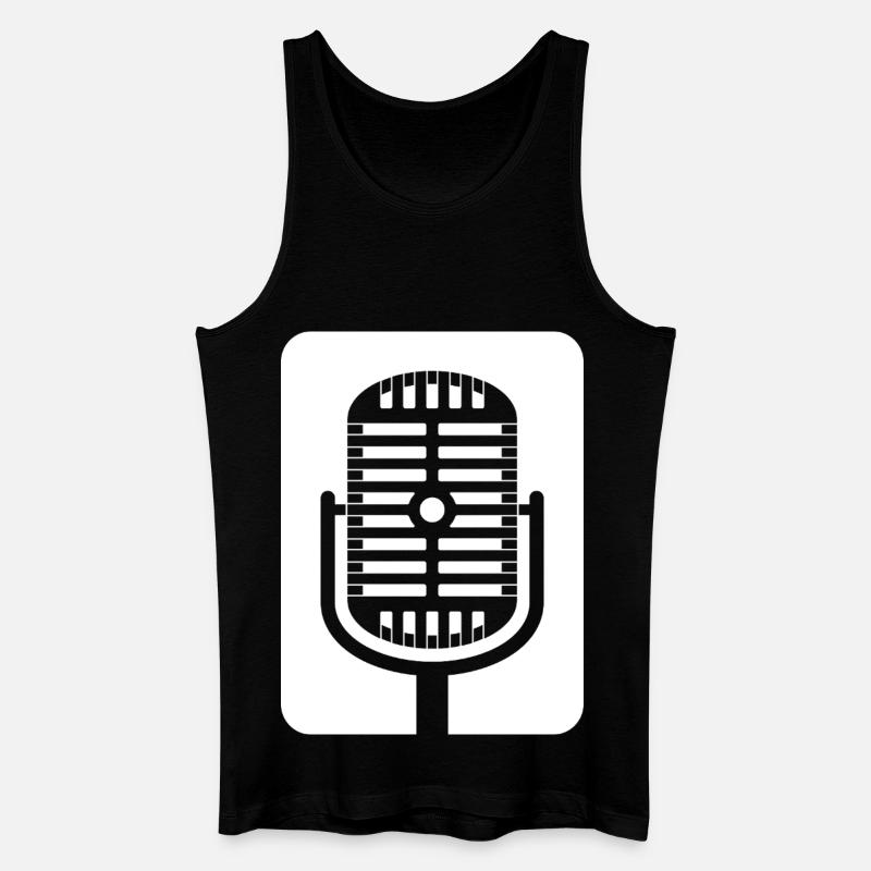 Retro-Mikrofon-Emblem - Männer Bio Tank Top - Schwarz