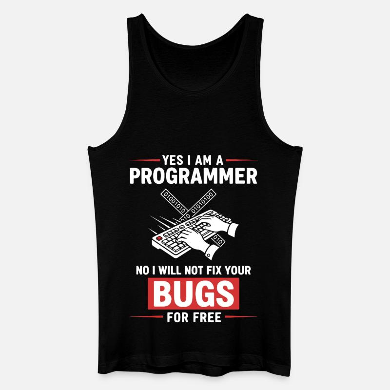 Humour Programmeur Fixe Pas Bugs - Débardeur bio Homme - noir