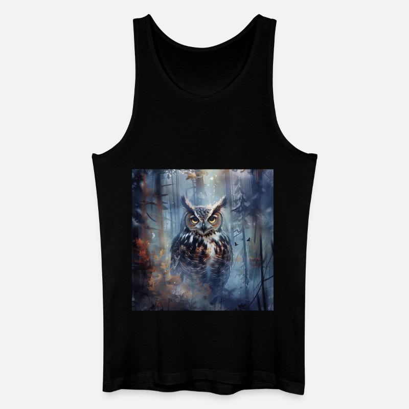 Eule - Männer Bio Tank Top - Schwarz