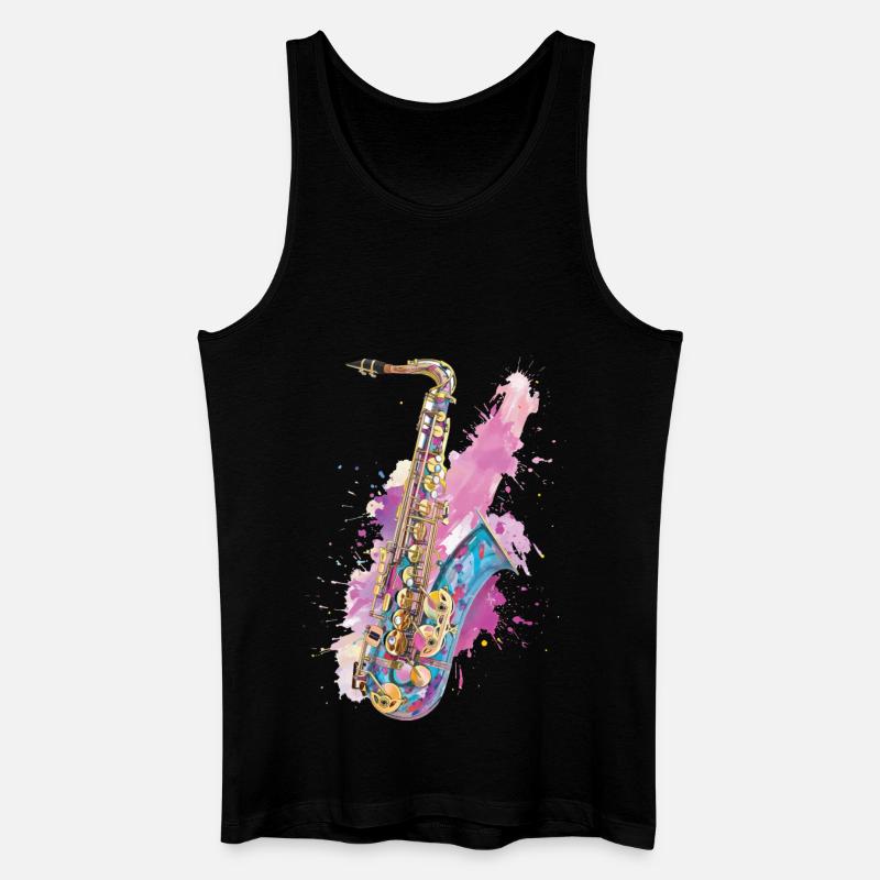 Saxophon - Männer Bio Tank Top - Schwarz