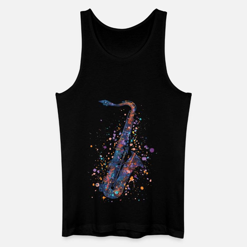 Saxophon - Männer Bio Tank Top - Schwarz
