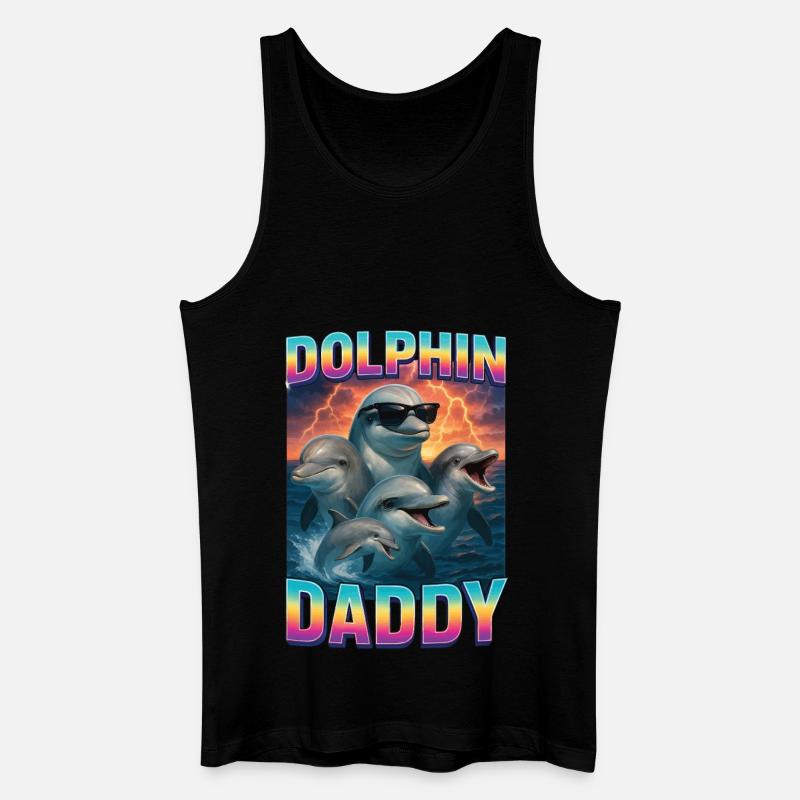 Delphin Papa - Männer Bio Tank Top - Schwarz
