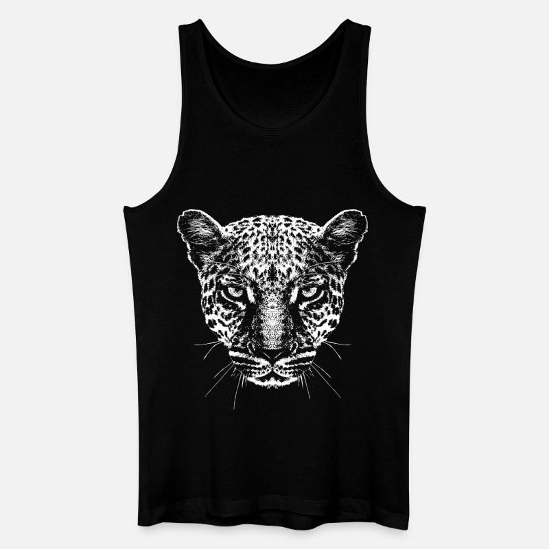 Leopard / Kopf / Grafik / Weiß - Männer Bio Tank Top - Schwarz