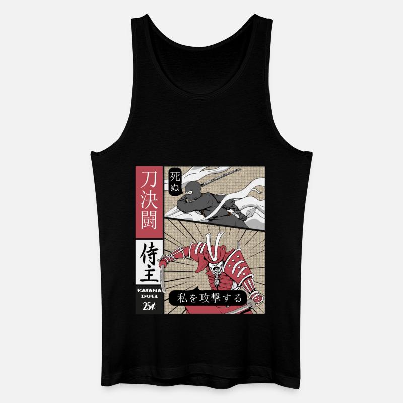 Katana Duell Ninja vs Samurai - Männer Bio Tank Top - Schwarz