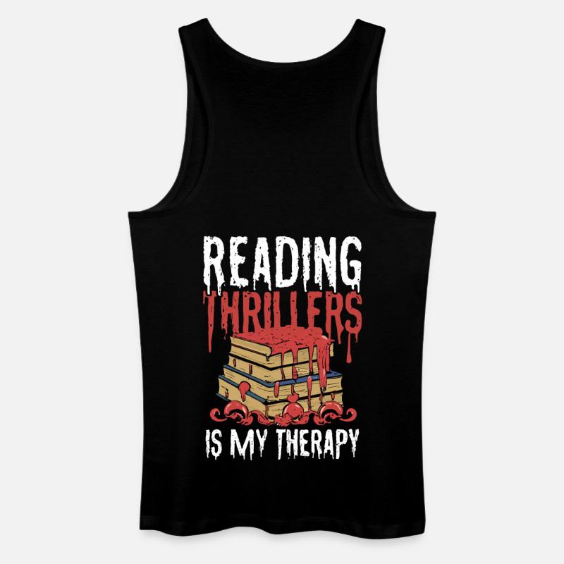 Reading Thrillers Is My Therapy - Männer Bio Tank Top - Schwarz