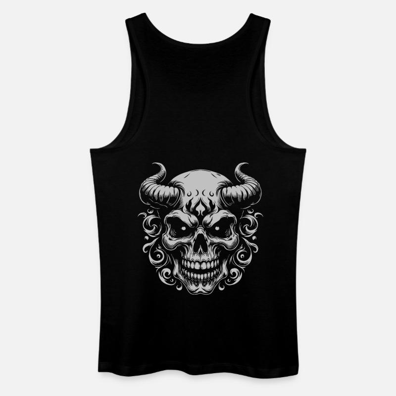 Dämonischer Hornschädel Ornament - Männer Bio Tank Top - Schwarz