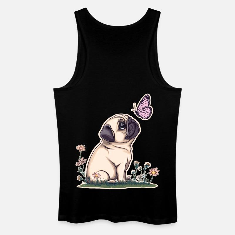Mops mit Schmetterling - Männer Bio Tank Top - Schwarz