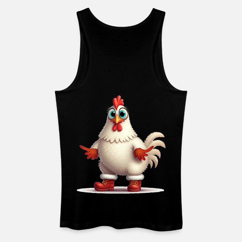 Temperamentvolle Henne mit Stiefeln - Männer Bio Tank Top - Schwarz