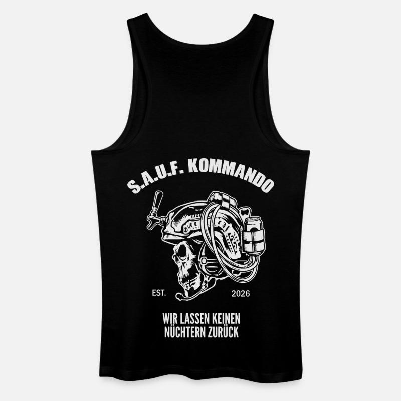 Sauf Kommando | Tactical Beer Skull - Männer Bio Tank Top - Schwarz