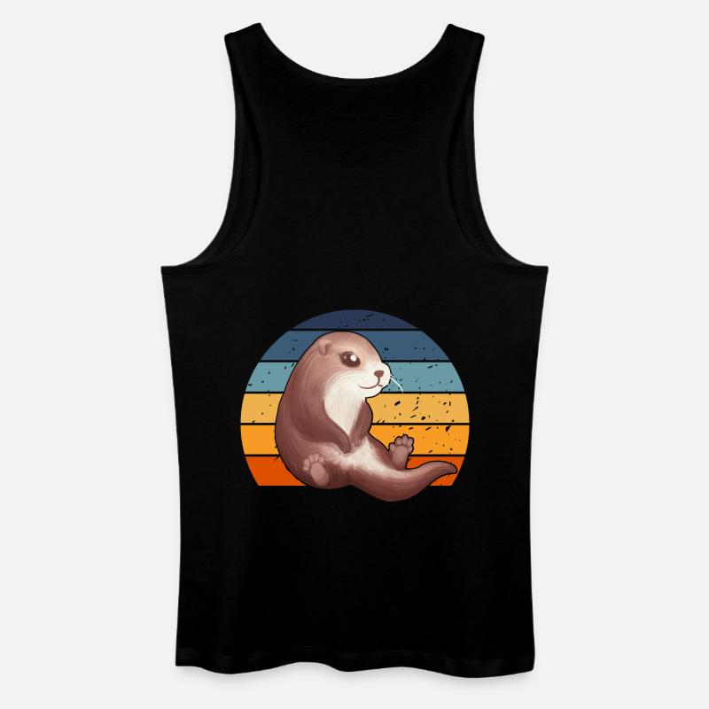 Süßer Retro Otter - Männer Bio Tank Top - Schwarz