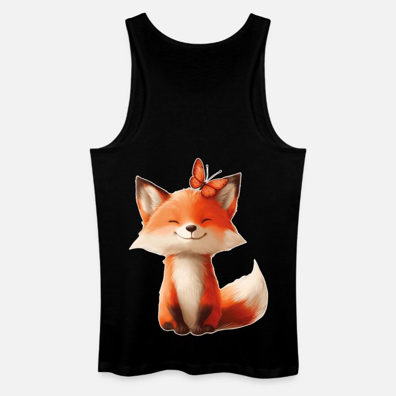Fuchs mit Schmetterling - Männer Bio Tank Top - Schwarz