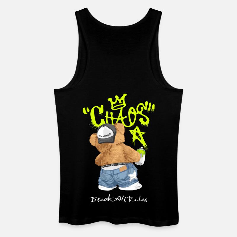 Chaos Bär Graffiti Break All Rules - Männer Bio Tank Top - Schwarz